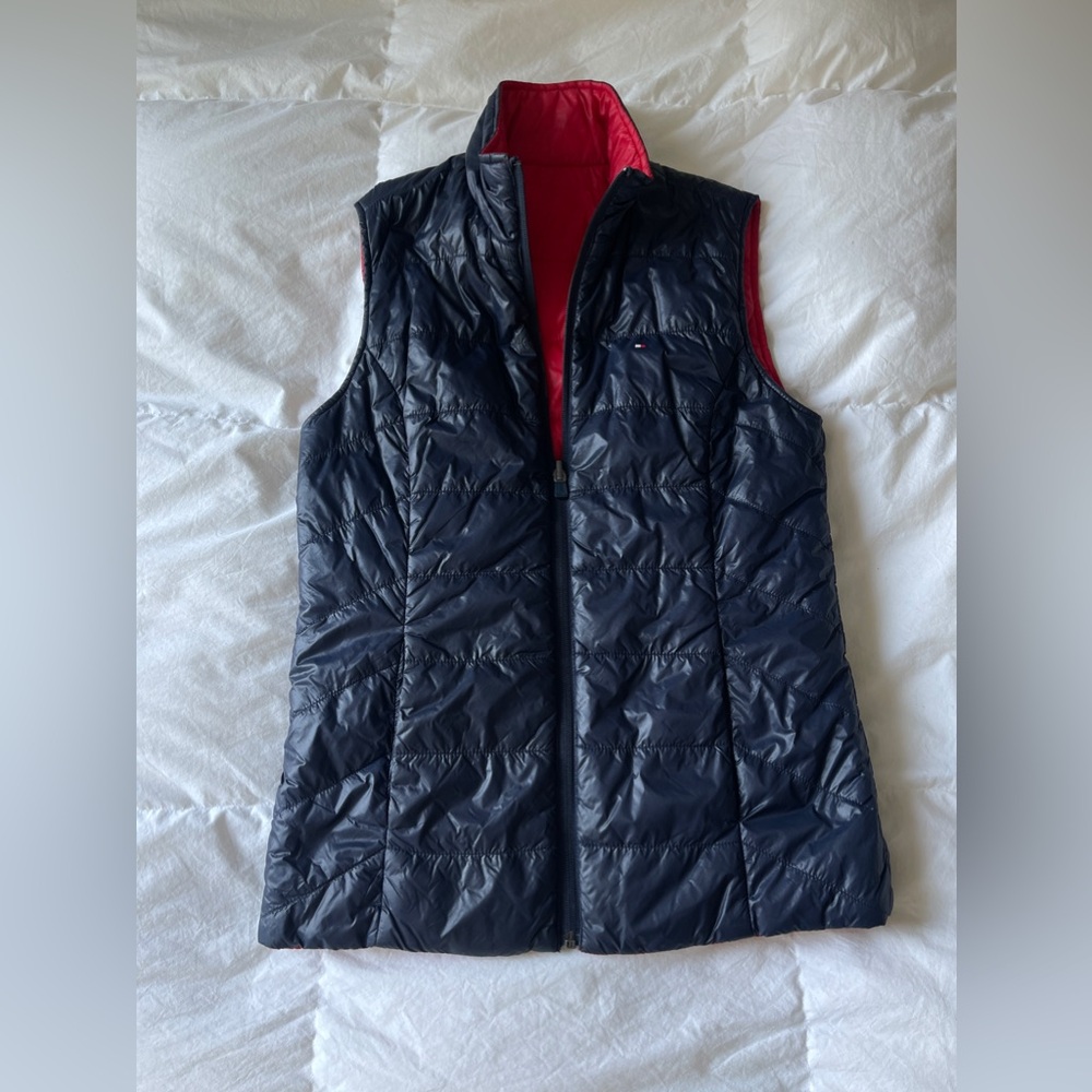 REVERSIBLE 2 in 1 Jacket Tommy Hilfiger Vest Padded Red Navy Blue Sleeveless, S